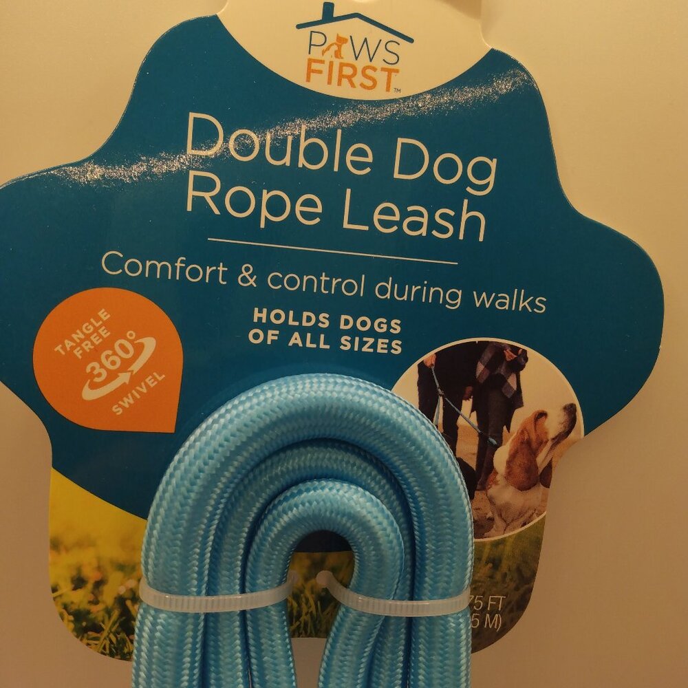 Blue Paws First Double Dog Rope Leash NWT